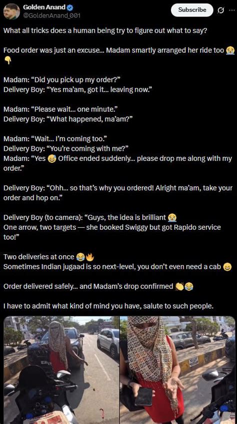 Woman orders food to office, stops delivery boy to make a weird request