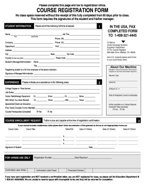 Course Registration Form Pdf | pdfFiller