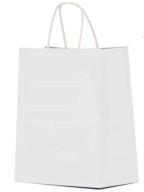 Qutuus White Kraft Paper Bags with Handles Bulk 100Pcs 8x4.5x10 White ...