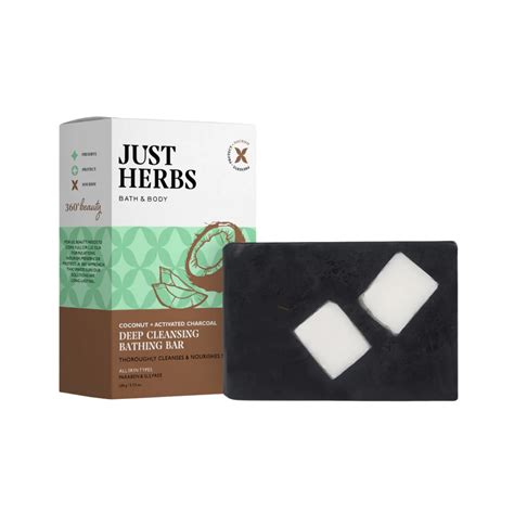 Just herbs coconut + activated charcoal deep cleansing bathing bar 100 ...
