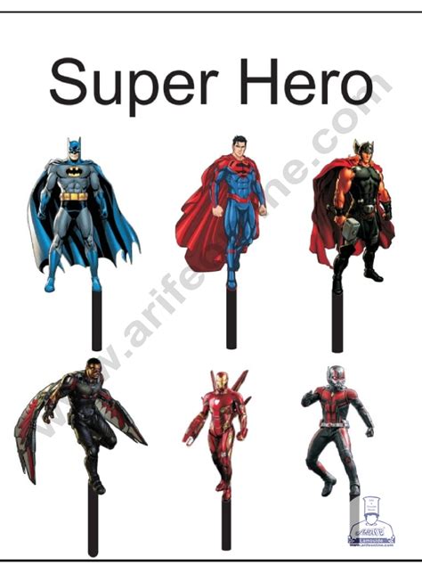 Cake Decor 4 Inches Digital Printed Cake Toppers - 6 Pc Super Hero The ...