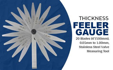 CUTHARD Thickness Feeler Gauge with 20 Blades (4”/100mm), 0.05mm to 1 ...