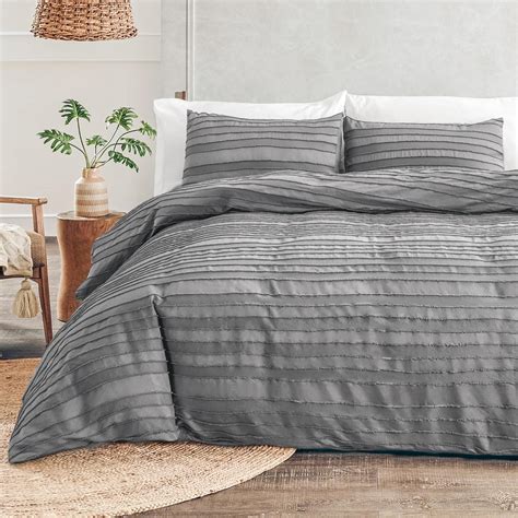Amazon.com: NEXHOME PRO Duvet Cover Queen Size, Grey 3 Pieces Boho ...