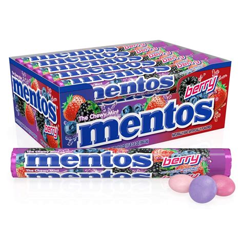 Amazon.com : Mentos Candy, Chewy Candy Mint Roll, Berry Flavored ...