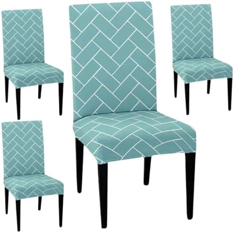 HOTKEI Chair Covers Set of 4 Pastal Green 200 GSM Dining Table Chair ...