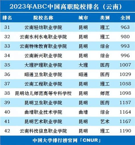 云南高职院校排名2023(大专)：昆明冶金高等专科学校第一 – 下午有课