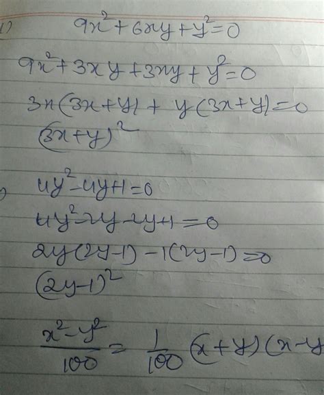 factorise the following using appropriate identifies (i) 9x² + 6xy + y² ...