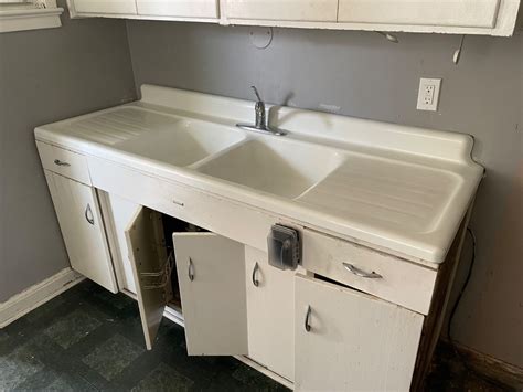 Vintage Double Bowl Kitchen Sink With Drainboard | Besto Blog