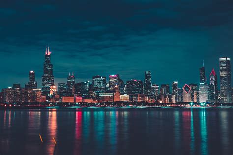 Chicago Skyline At Night Hd