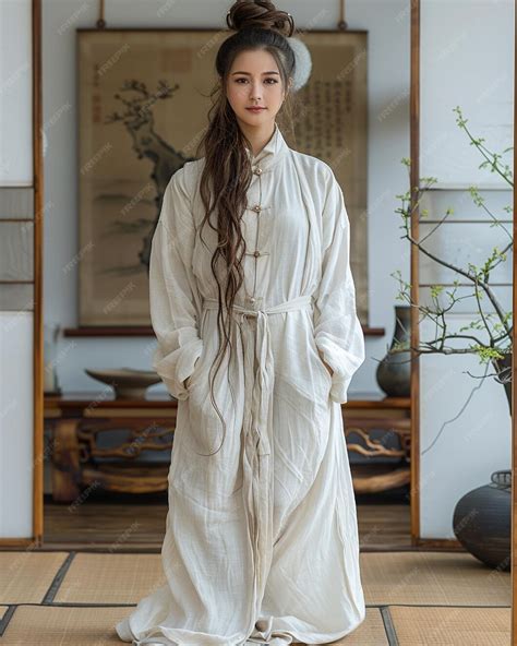 Premium Photo | An Chinese Middle Age Women In A Solid Background