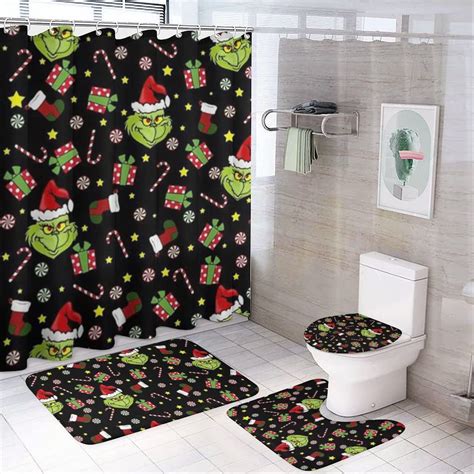 Grinch Shower Curtain,Grinch Bathroom Decor,Grinch Bathroom Set ...