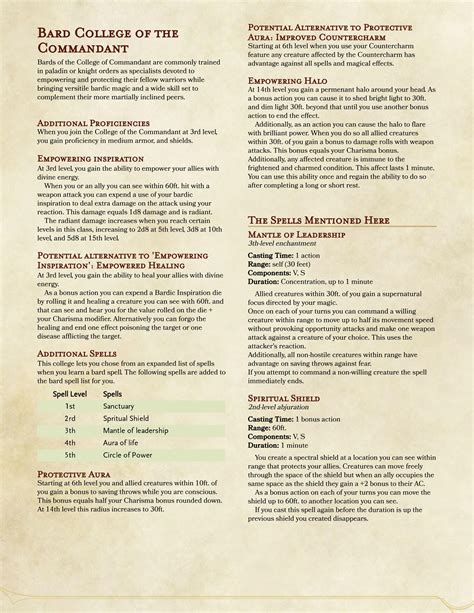 [OC][5e] Bard College of the Commandant : r/DnD