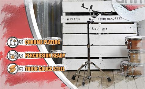 Buy Extended Height Snare Drum Stand by GRIFFIN | Tall Adjustable ...