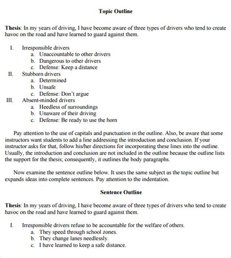 Image result for Formal Outline Example