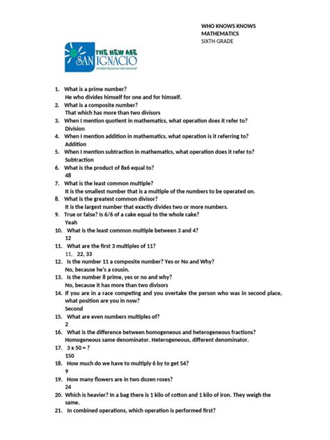 Image result for 6th Grade Math Questions