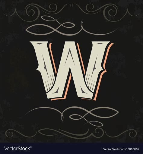 Retro style western letter design letter w Vector Image