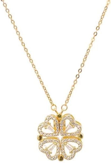 Vembley Gorgeous Gold-plated Two In One Magnetic Hearts Clover Pendant ...