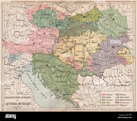 AUSTRIA-HUNGARY ETHNICITY. Racial Distribution. Balkans. , 1917 vintage map Stock Photo - Alamy