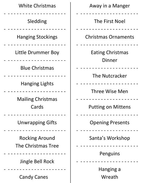 Free Printable Christmas Charades Game - Printable Board Games