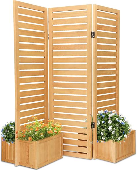 GEMBIK Planter Cedar Privacy Screen, Outdoor Freestanding Privacy ...