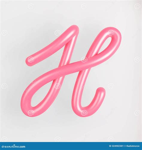 3D Pink Script Uppercase Letter H on Light Background. Cute Cursive ...