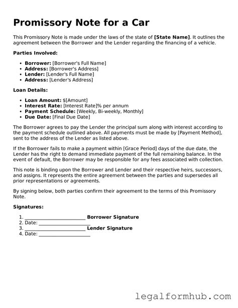 Image result for Car Promissory Note Form