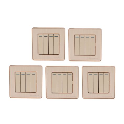 Generic 5Pcs On/Off Press Button 4-Gang 2-Way Wall Switch Hotel Light ...