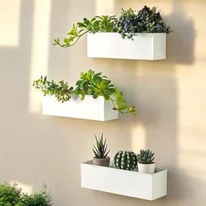 ecofynd Rectangular Metal Wall Hanging Plant Pot, Decorative Modern ...