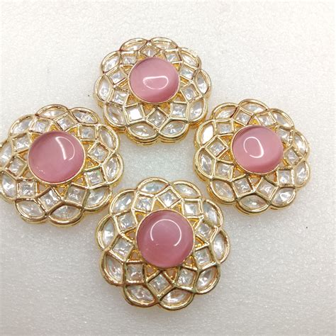 Light pink(2pcs) high quality kundan connectors flower shape 37mm(4cm ...