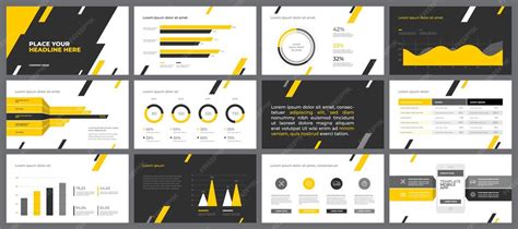 Yellow and black template design business data graphs vector financial ...