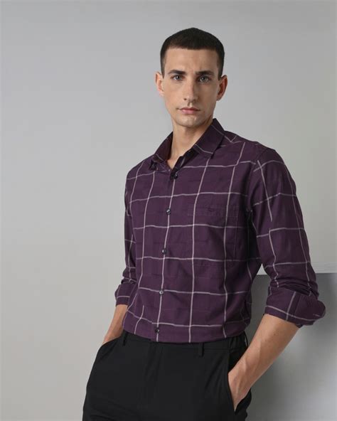 Buy Purple Flannel Check Slim Fit Casual Shirt Online at Muftijeans