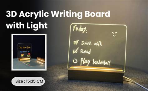 True-Ally 3D Acrylic Writing Board with Light, LED Message Board ...