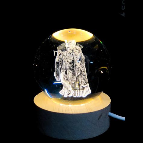 Buy Domus Store 3D Radha Krishna Crystal Ball Night Light lamp, LED ...