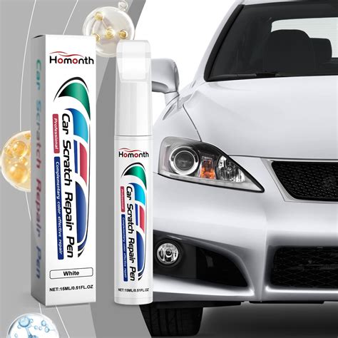 White Car Paint Scratch Repair Pen with Clear Coat - Oil-Based Touch Up ...