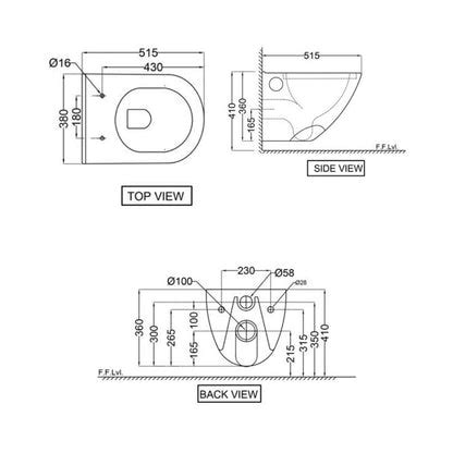 Jaquar Wall Mounted White Closet WC Continental CNS-WHT-963UFSM with P ...