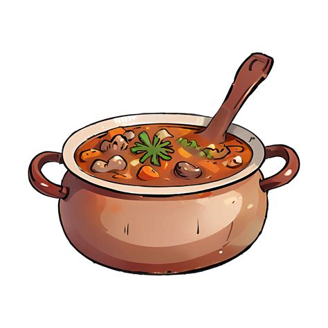 Stew in Pot Hand Drawn Cartoon Style Illustration AI Generated 32187460 PNG