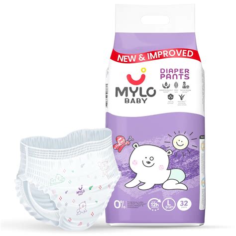 Buy Mylo Baby Diaper Pants Large (L) Size 9-14 kgs (32 count) Leak ...