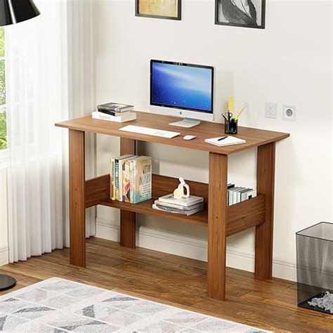 Lukzer Engineered Wood Computer Desk with One Tier Shelves Laptop Study ...