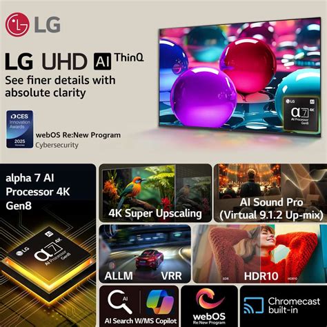 LG AI TV UA7380 108 cm (43 inch) Ultra HD (4K) LED Smart WebOS TV 2025 ...