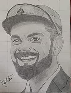 Virat Kohli pencil sketch 3d : Nasir drawing artist: Amazon.in: Home ...