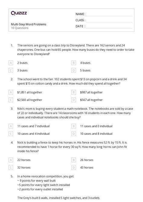 50+ Multi-Step Equations worksheets for 5th Class on Quizizz | Free ...