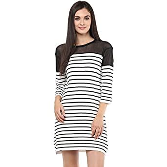Buy Remanika White Polyester Knitted Shift Dress for Women at Amazon.in