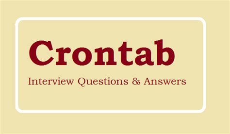 Crontab Interview Questions and Answers | Web Technology Experts Notes