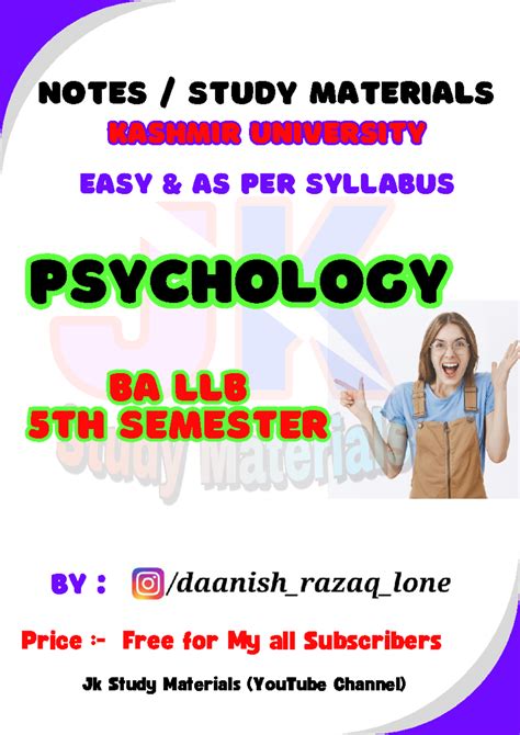BA LLB Psychology 5th Sem Study Notes: Key Concepts & Theories - Studocu