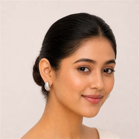 Silver Ribbed Leaf Drop Earrings