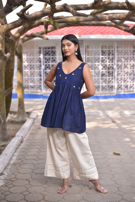 Hand Embroidered Blue Tunics – chicly