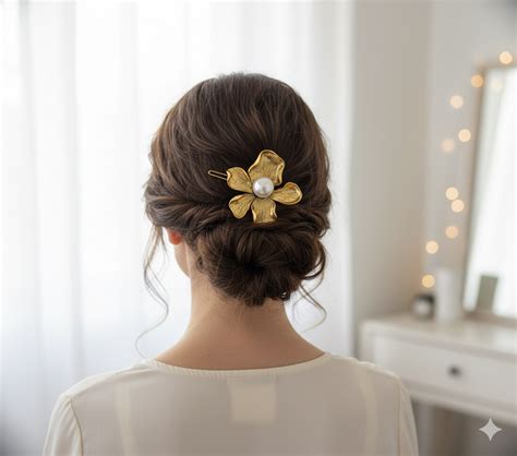 Radhu & Kabby Metal Flower Hair Pin Set | Gold, Silver & Black Floral