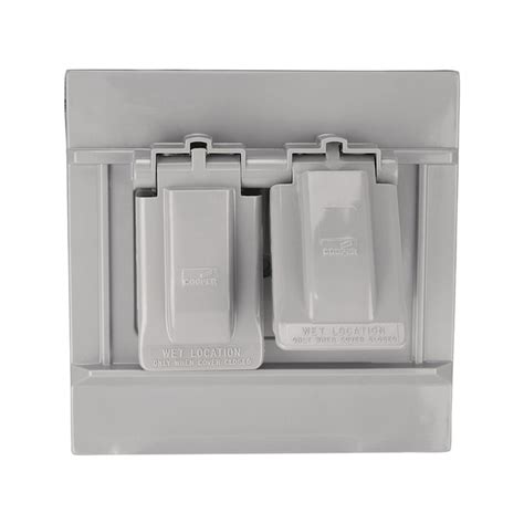 Eaton Non-Metallic Gray 2-Outlet Weatherproof Electrical Outlet Cover ...
