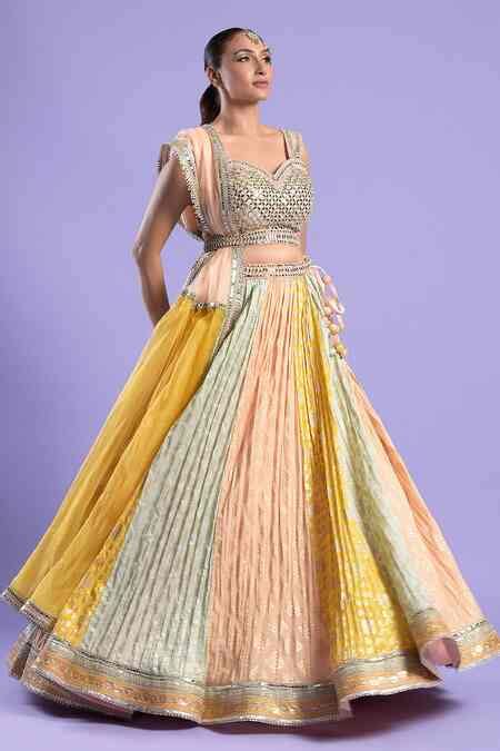 Buy Multi Color Mirror, Sequin And Zari Work Banarasi Embroidered ...