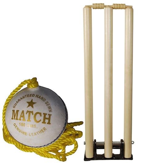 SanR Cricket Wooden Spring Back Stump Set, Wooden Wicket Set, Cricket ...